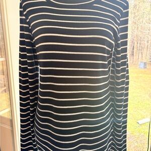 Pixley Navy Blue and White Striped Crew Neck Top